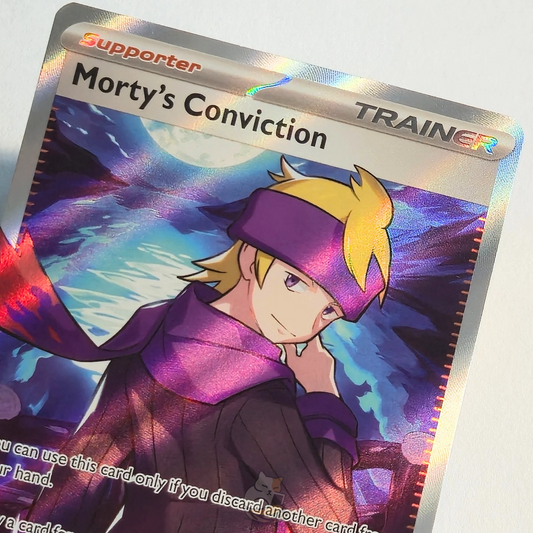 Morty's Conviction 201/162 Full Art Trainer Ultra Rare – Temporal Forces – Near Mint – English