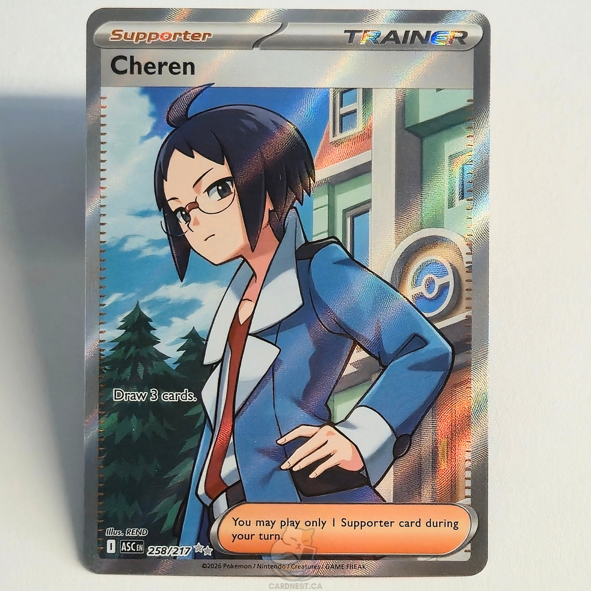 Cheren 258/217 Full Art Trainer Ultra Rare – Ascended Heroes – Near Mi – CardNest