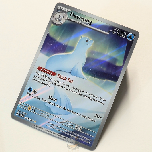 Dewgong 097/094 Full Art Illustration Rare Pokémon card from Phantasmal Flames – Near Mint condition – angled view