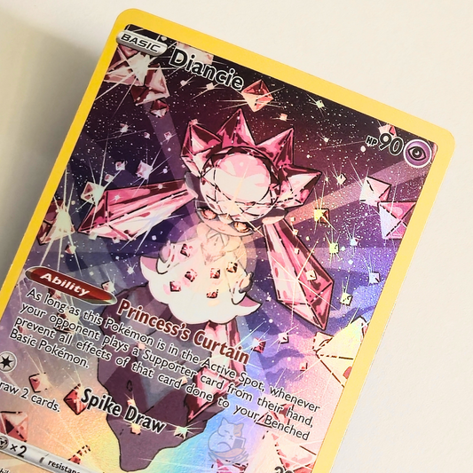 Diancie GG13/GG70 Galarian Gallery Holo Pokémon card from Crown Zenith Sword & Shield – Near Mint condition – Close-up of Card