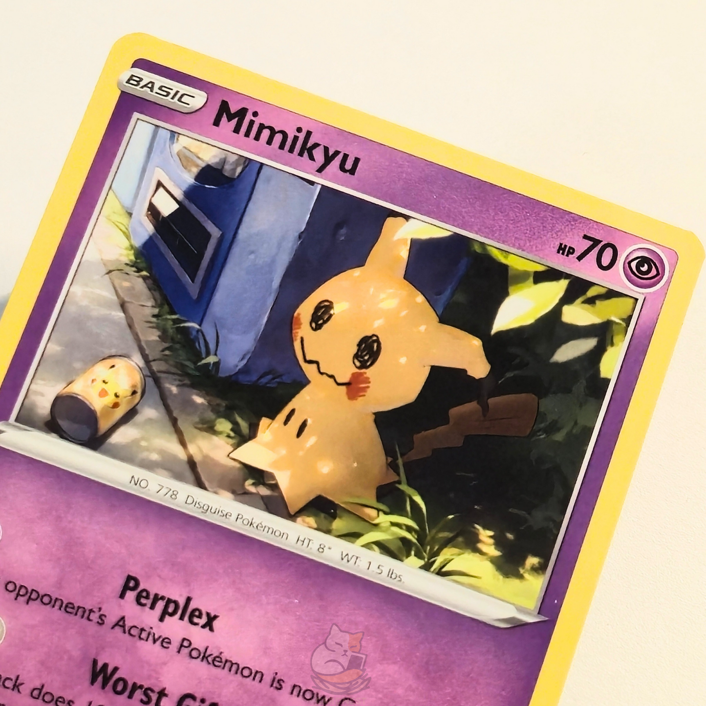 Mimikyu 080/196 Common Pokémon card from Lost Origin – Near Mint condition – close-up detail