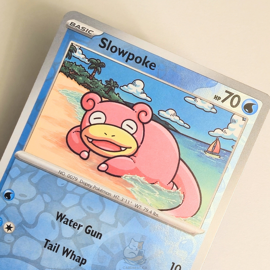 Slowpoke 018/131 Reverse Holo Pokémon card from Prismatic Evolutions – Near Mint condition – close-up detail