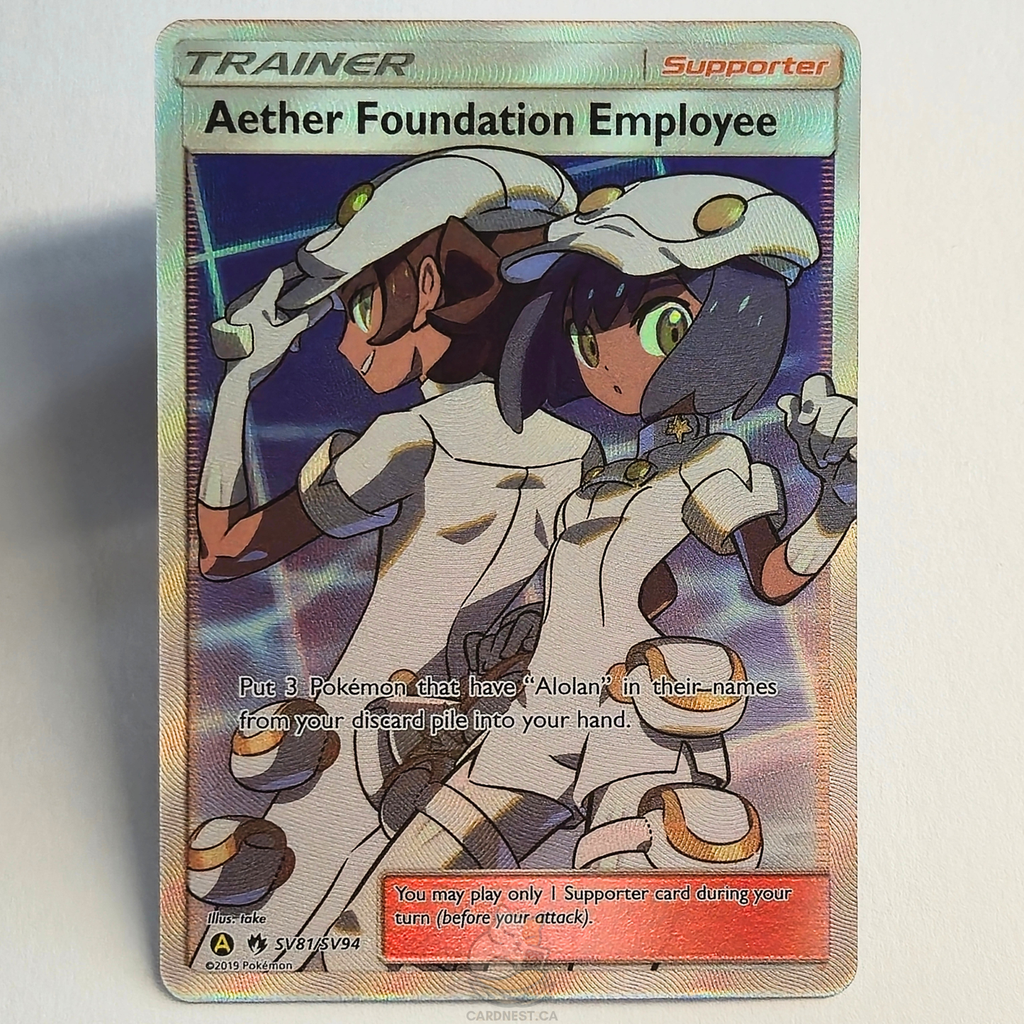 Aether Foundation Employee SV81/SV94 Full Art Trainer Shiny Holo Rare – Hidden Fates: Shiny Vault – Near Mint – English