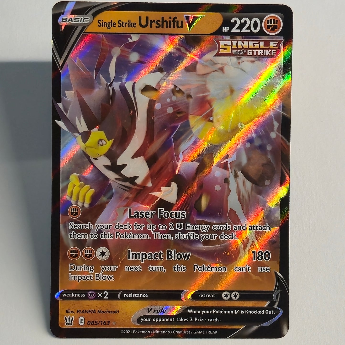Single Strike Urshifu V 085/163 Full Art Ultra Rare – Battle Styles – Near Mint – English