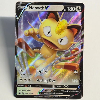 Meowth V SWSH004 Full Art Black Star Promo – Sword & Shield – Near Mint – English