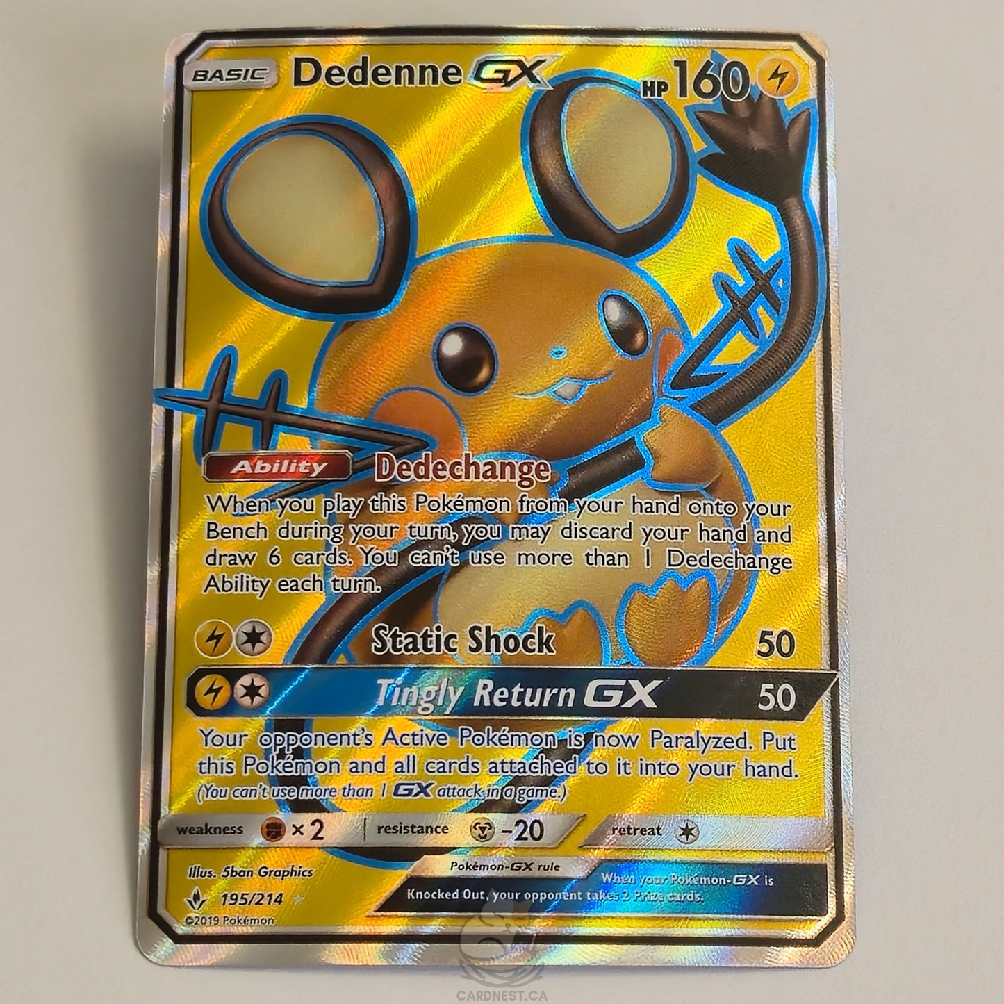 Dedenne Gx 195/214 Full Art Ultra Rare – Unbroken Bonds – Near Mint – English