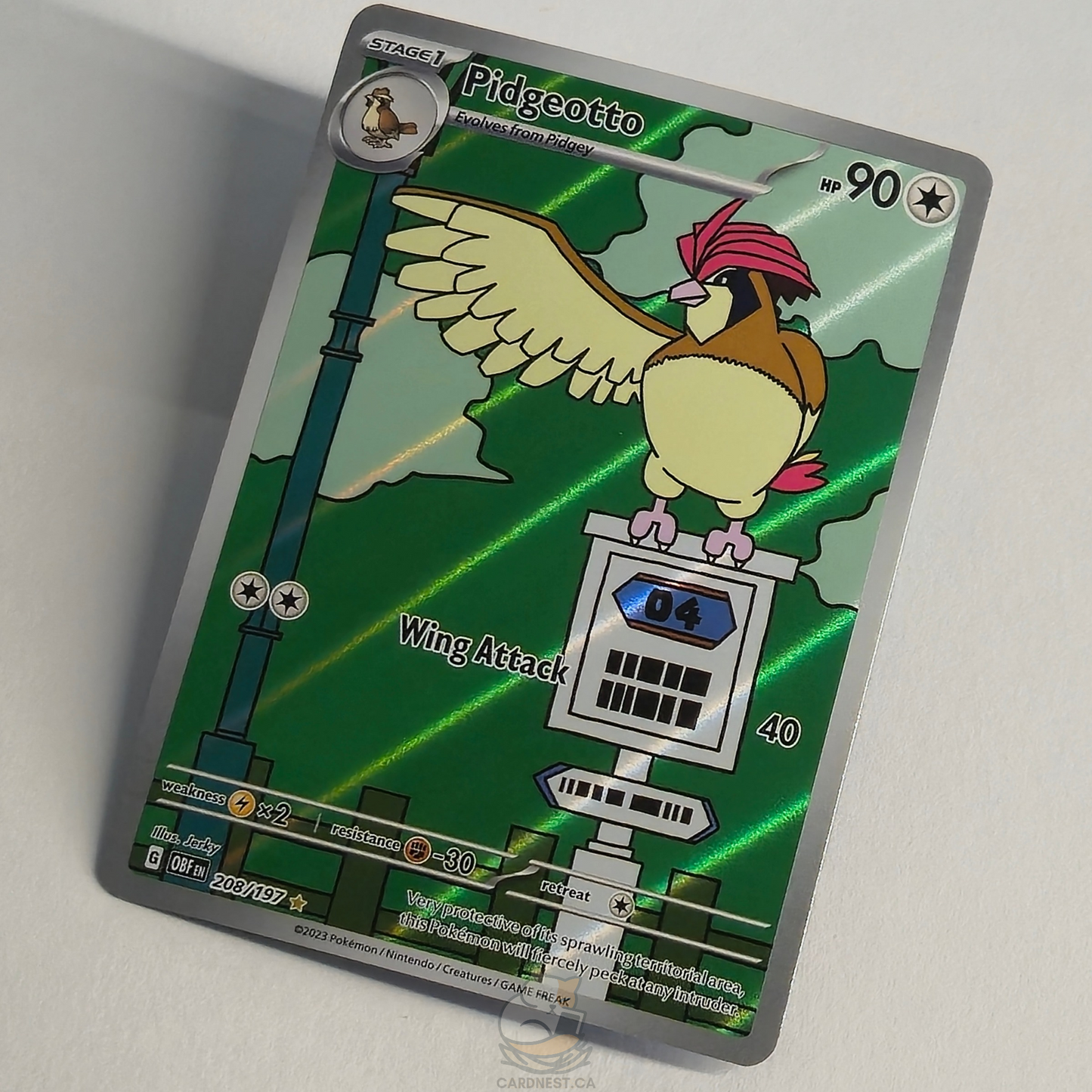 Pidgeotto 208/197 Full Art Illustration Rare – Obsidian Flames – Near Mint – English