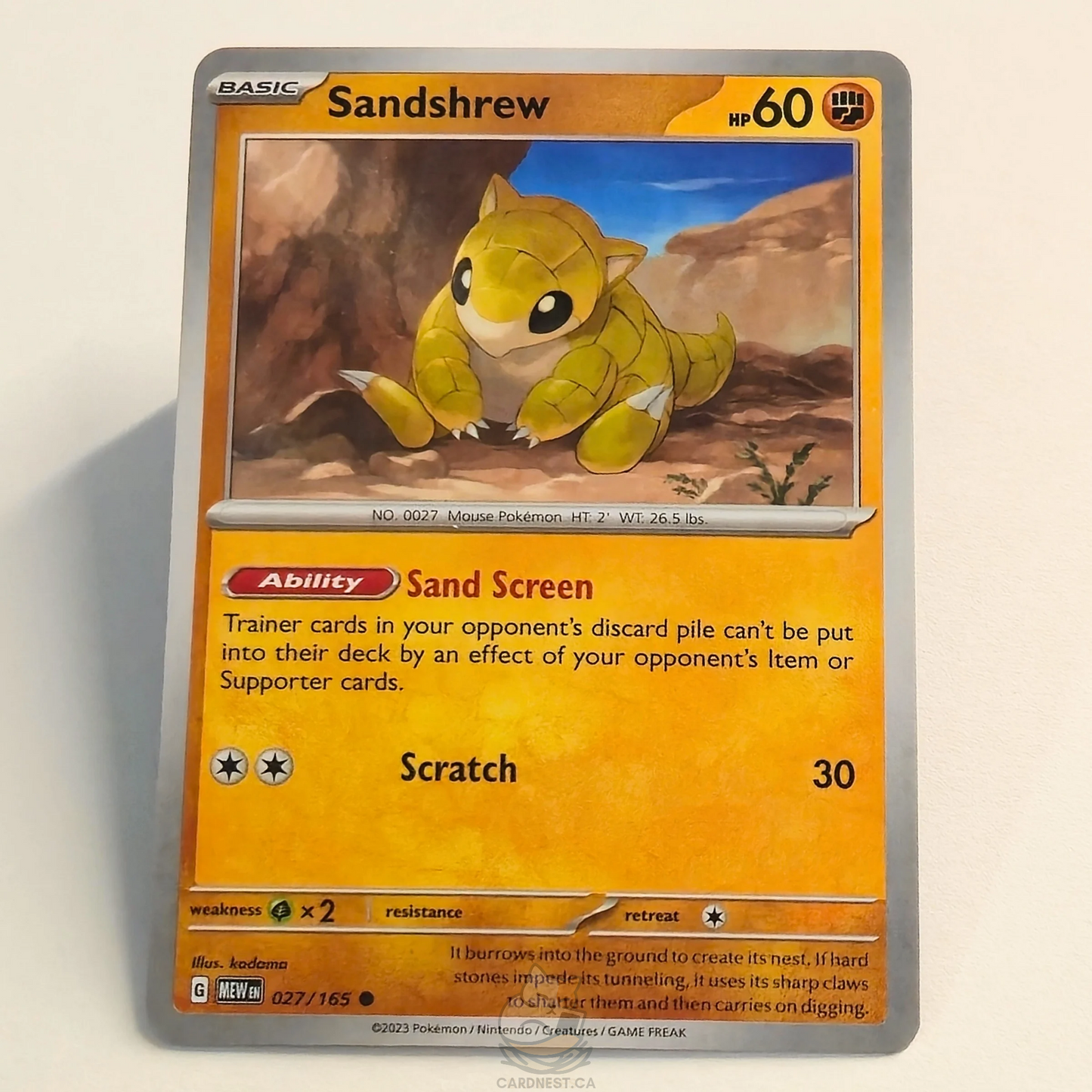 Sandshrew 027/165 – Scarlet & Violet 151 – Near Mint – English