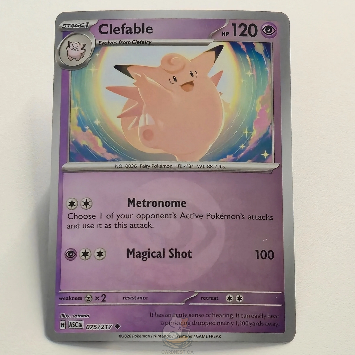 Clefable 075/217 Energy Symbol Pattern Reverse Holo – Ascended Heroes – Near Mint – English