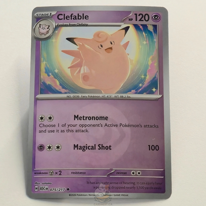 Clefable 075/217 Energy Symbol Pattern Reverse Holo – Ascended Heroes – Near Mint – English