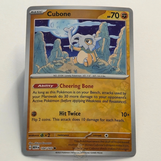 Cubone 104/165 Reverse Holo – Scarlet & Violet 151 – Near Mint – English