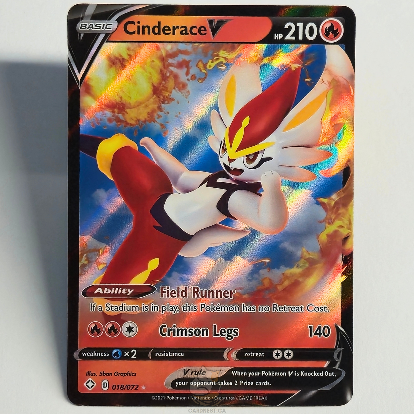 Cinderace V 018/072 Full Art Ultra Rare – Shining Fates – Near Mint – English