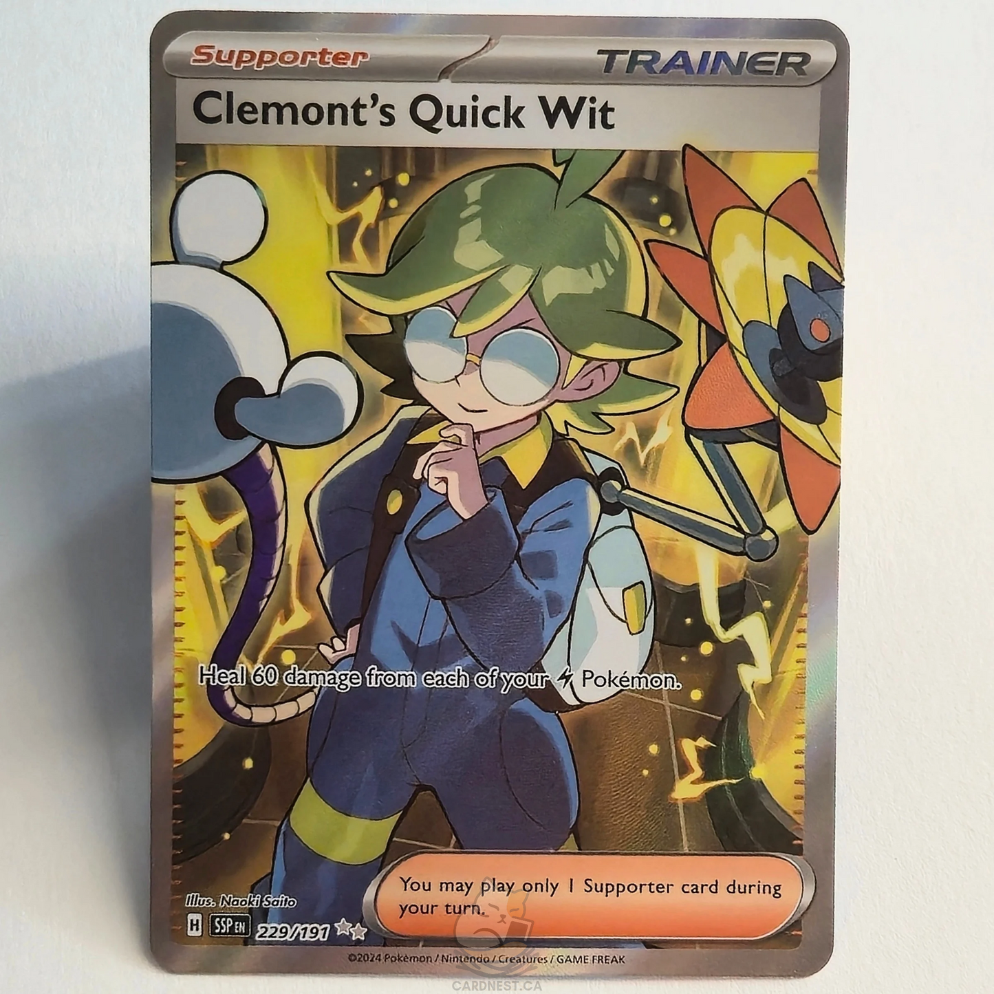 Clemont's Quick Wit 229/191 Full Art Trainer Ultra Rare – Surging Sparks – Near Mint – English