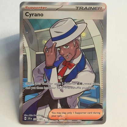Cyrano 230/191 Full Art Trainer Ultra Rare – Surging Sparks – Near Mint – English