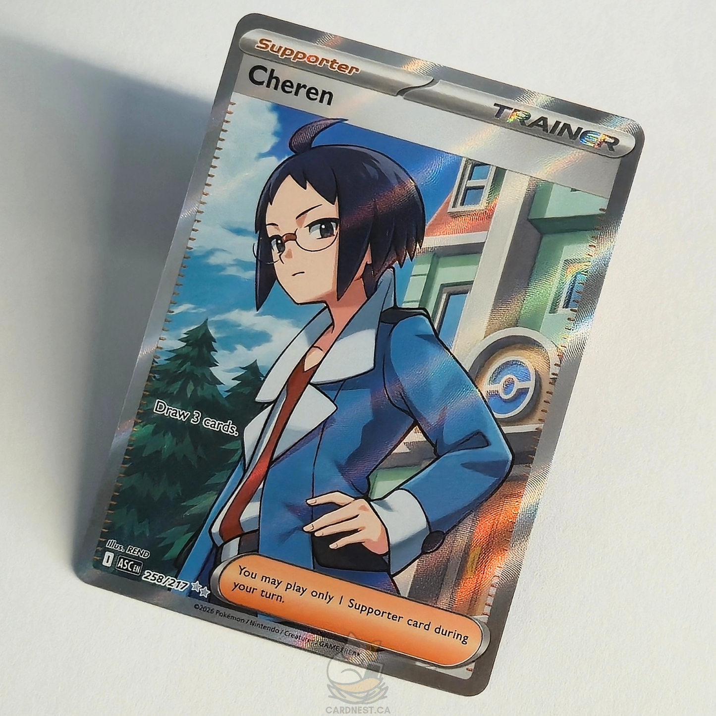 Cheren 258/217 Full Art Trainer Ultra Rare – Ascended Heroes – Near Mint – English
