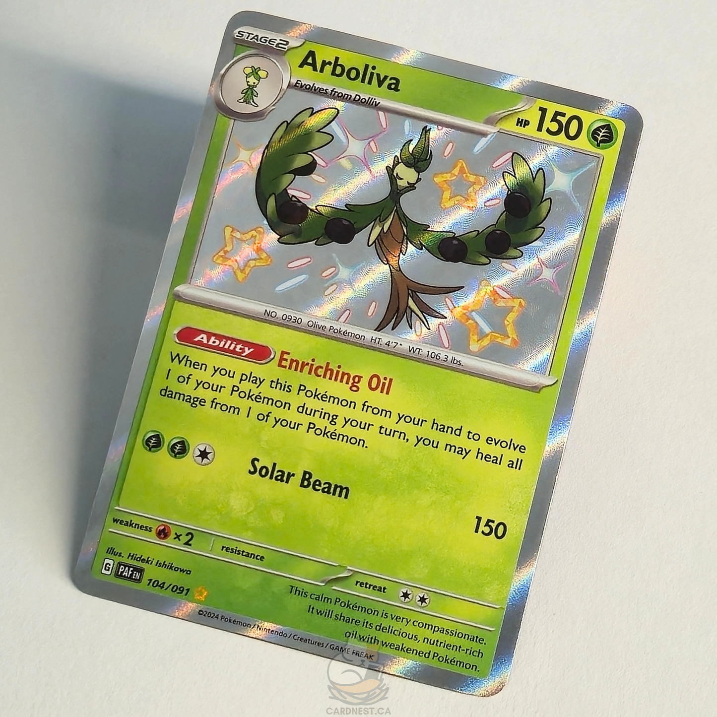 Arboliva 104/091 Shiny Rare – Paldean Fates – Near Mint – English