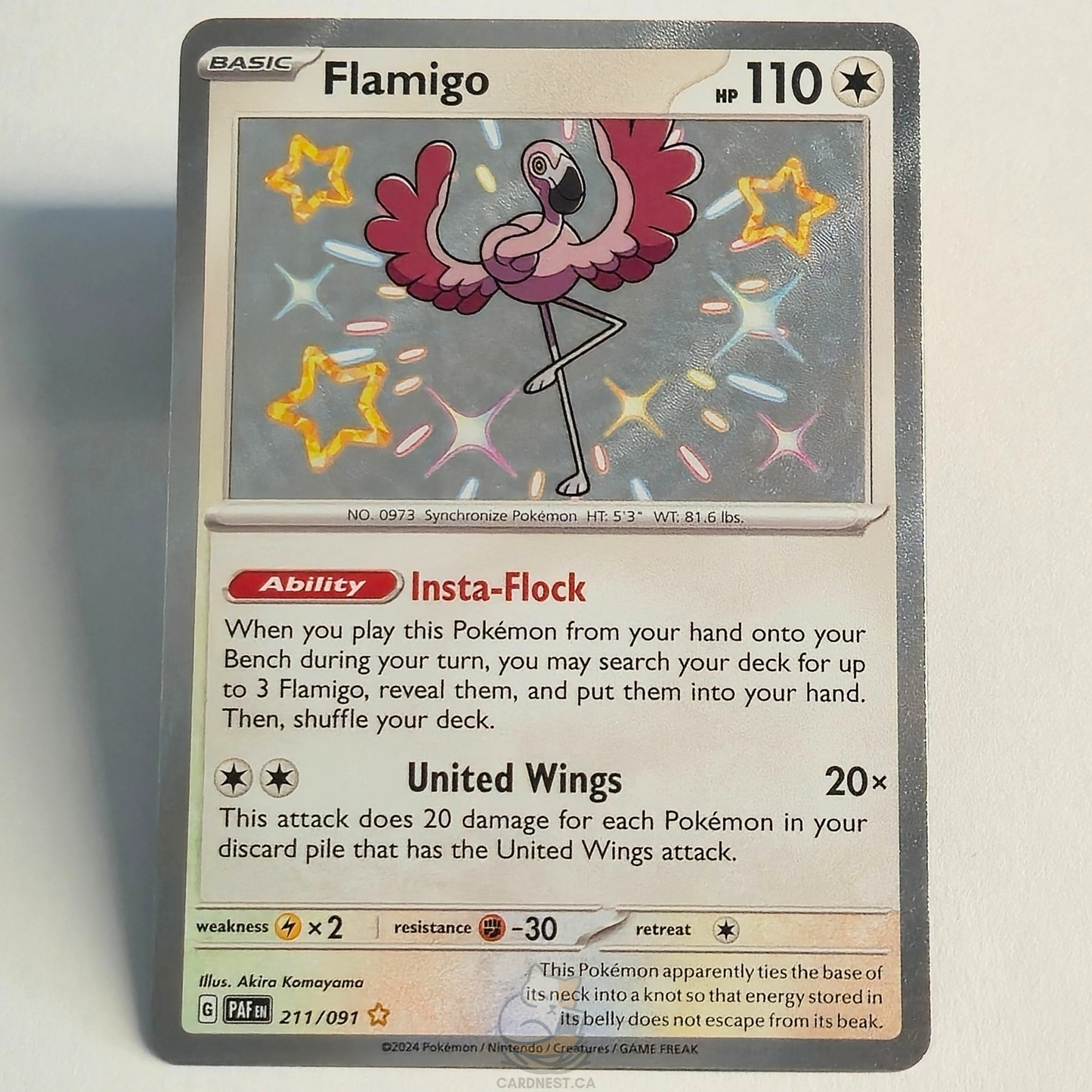 Flamigo 211/091 Shiny Rare – Paldean Fates – Near Mint – English
