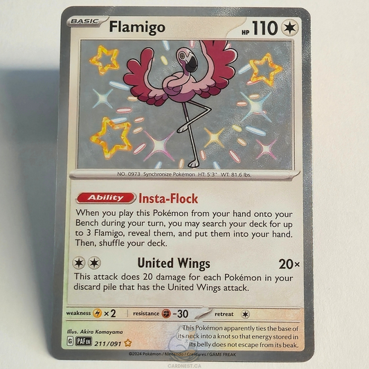 Flamigo 211/091 Shiny Rare – Paldean Fates – Near Mint – English