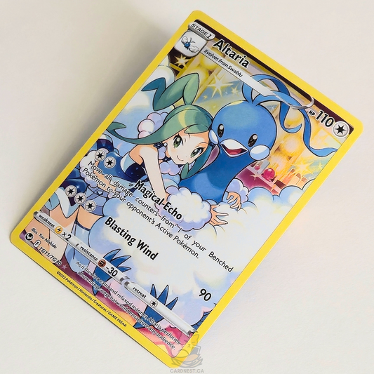 Altaria TG11/TG30 Trainer Gallery Ultra Rare Pokémon card from Silver Tempest – Near Mint condition – angled view