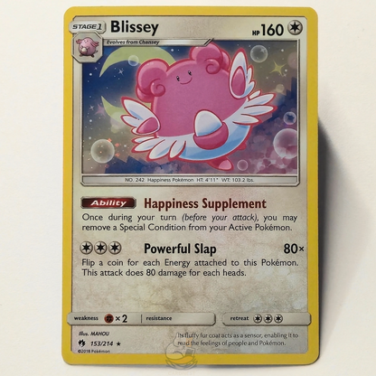 Blissey 153/214 Holo Rare Pokémon card from Lost Thunder – Near Mint condition