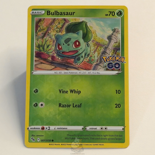 Bulbasaur 001/078 Reverse Holo Pokémon card from Pokémon Go – Near Mint condition