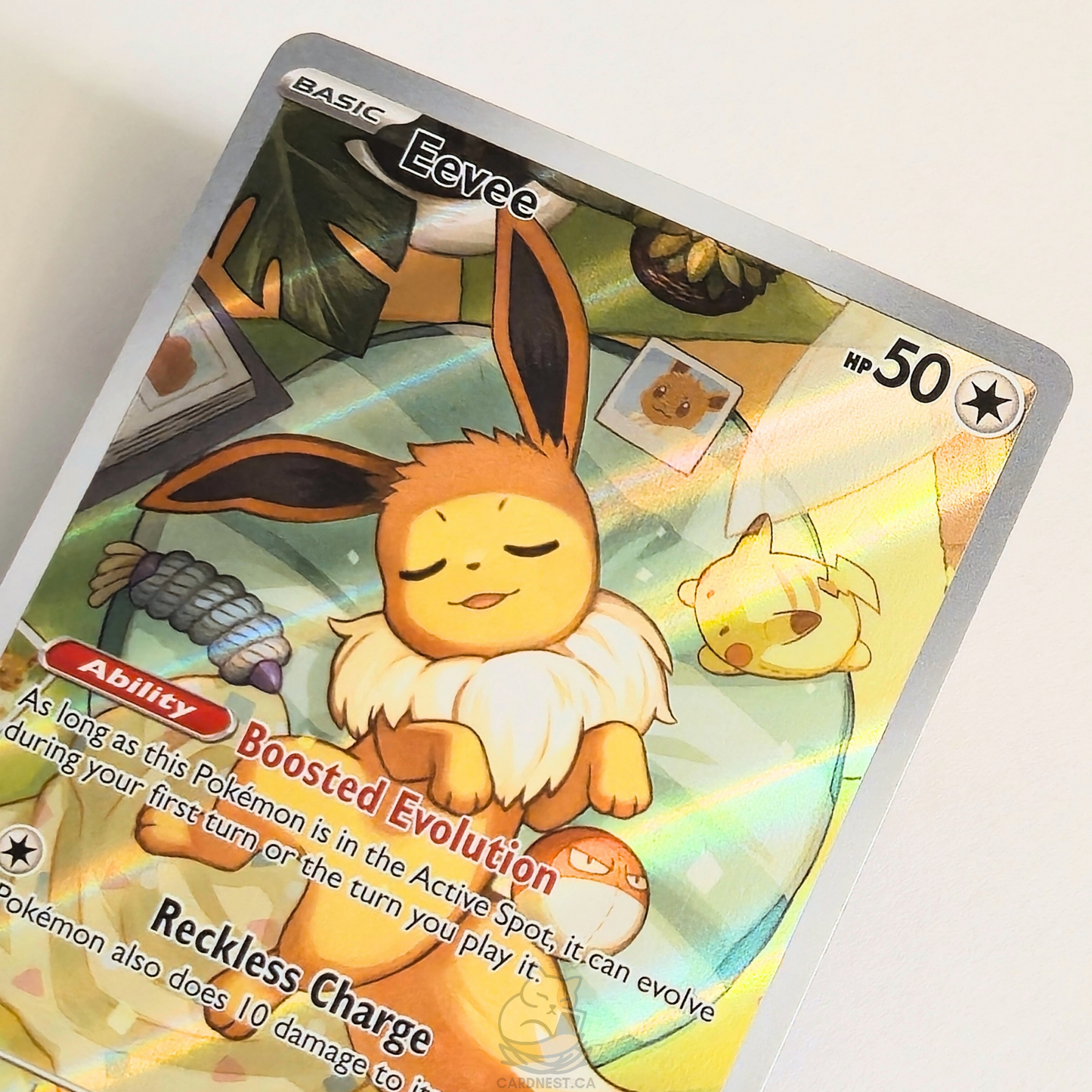 Eevee SVP173 Black Star Promo Full Art Pokémon card from Scarlet & Violet – Near Mint condition – close-up detail