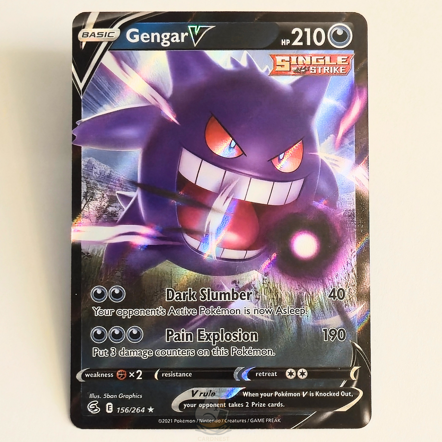 Gengar V 156/264 Ultra Rare Pokémon card from Fusion Strike – Near Mint condition