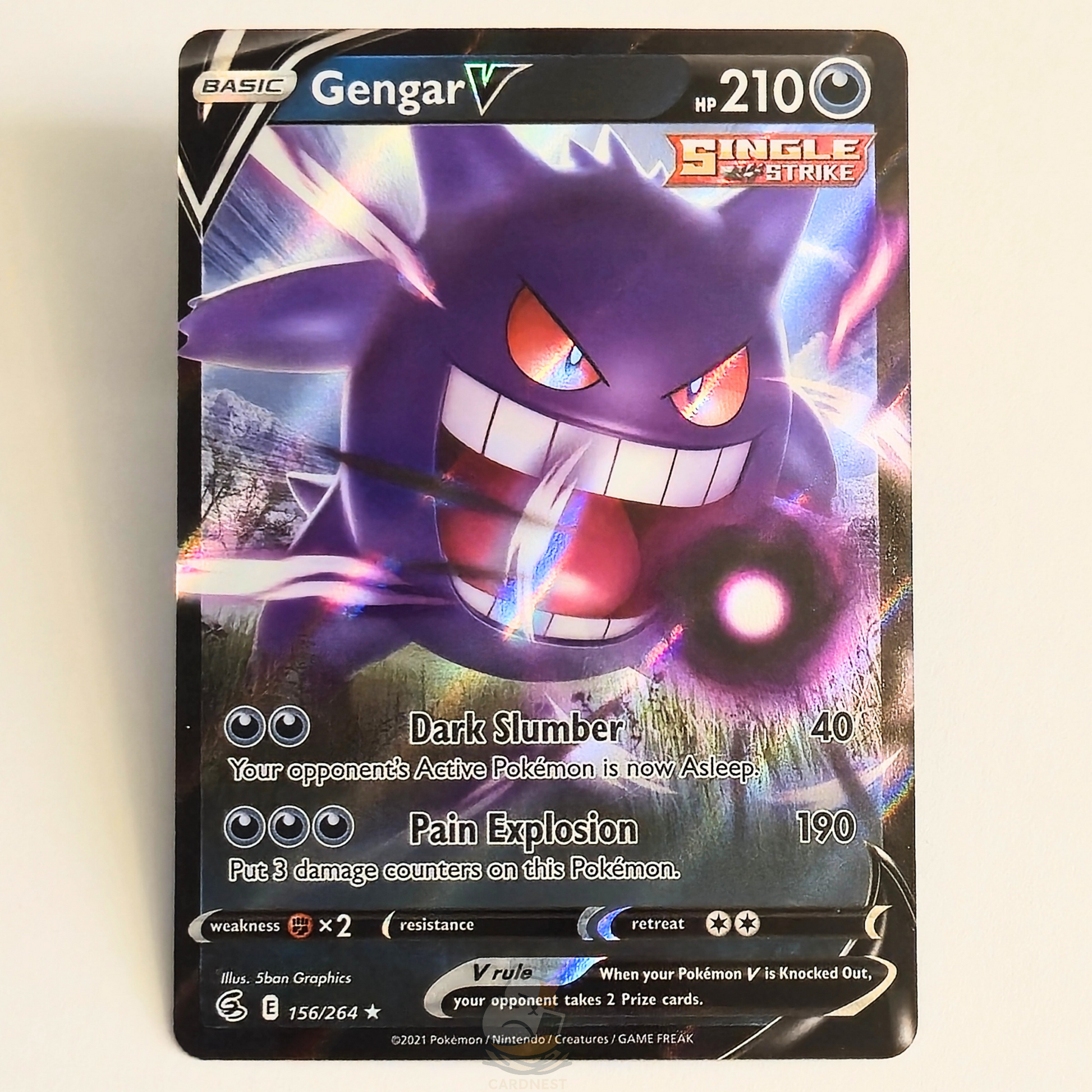 Gengar V 156/264 Ultra Rare Pokémon card from Fusion Strike – Near Mint condition