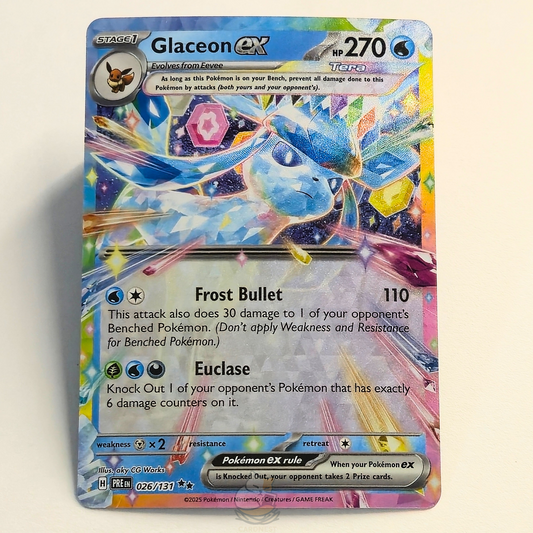 Glaceon 026/131 Ex Double Rare Pokémon card from Prismatic Evolutions – Near Mint condition