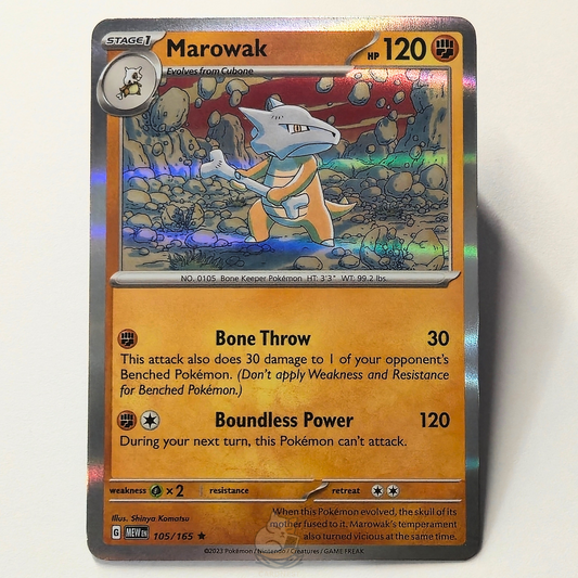 Marowak 105/165 Holo Rare Pokémon card from Scarlet & Violet 151 – Near Mint condition