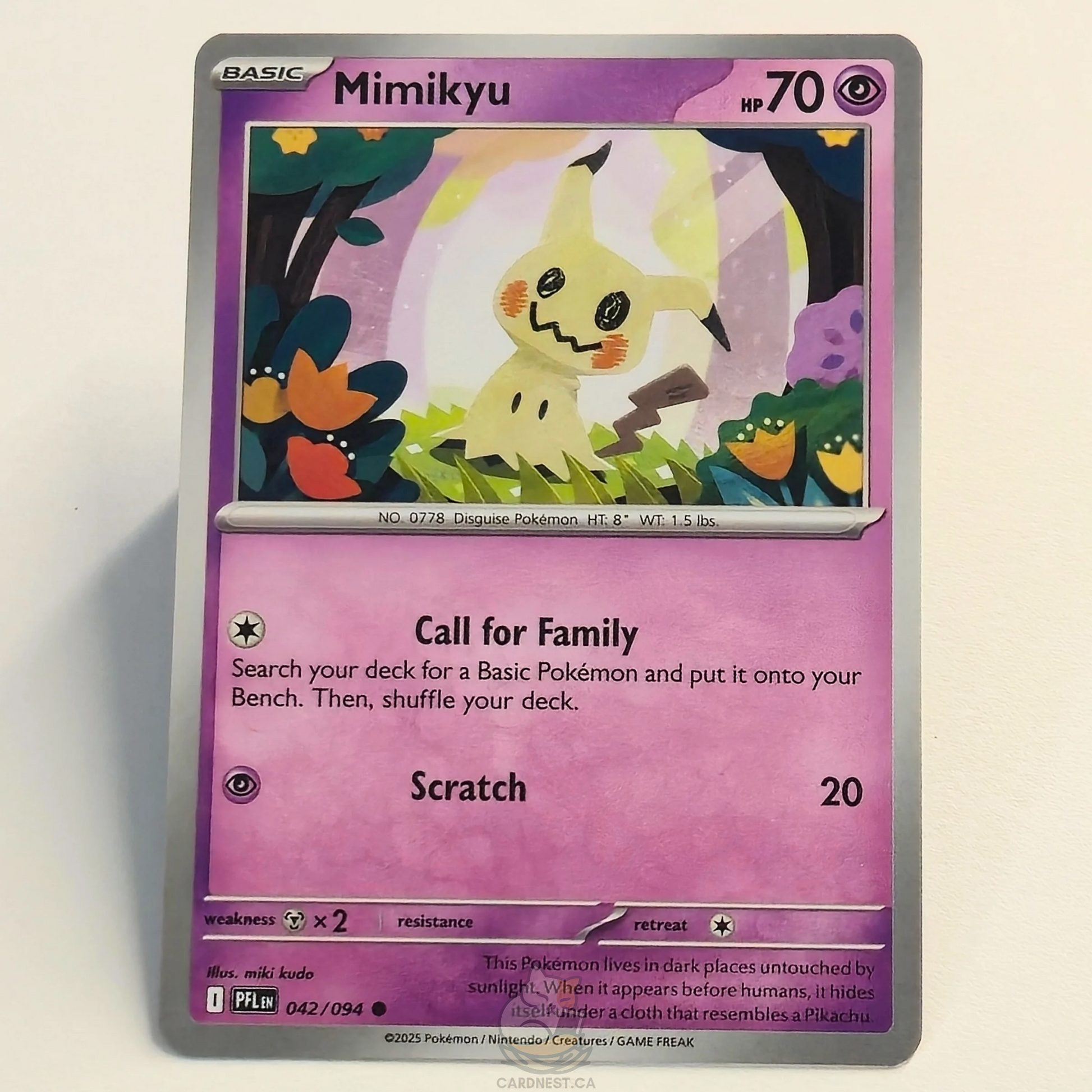 Mimikyu 042/094 Pokémon card from Phantasmal Flames – Near Mint condition
