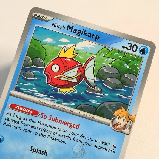 Misty's Magikarp 048/182 Pokémon card from Destined Rivals – Near Mint condition – close-up detail