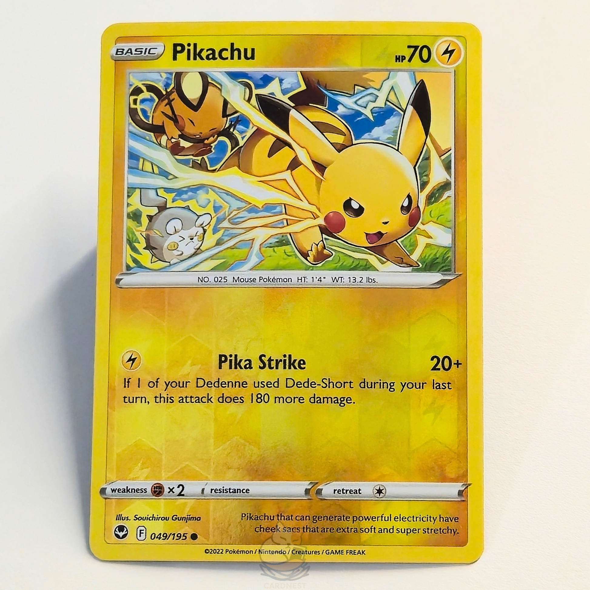 Pikachu 049/195 Reverse Holo Pokémon card from Silver Tempest – Near Mint condition