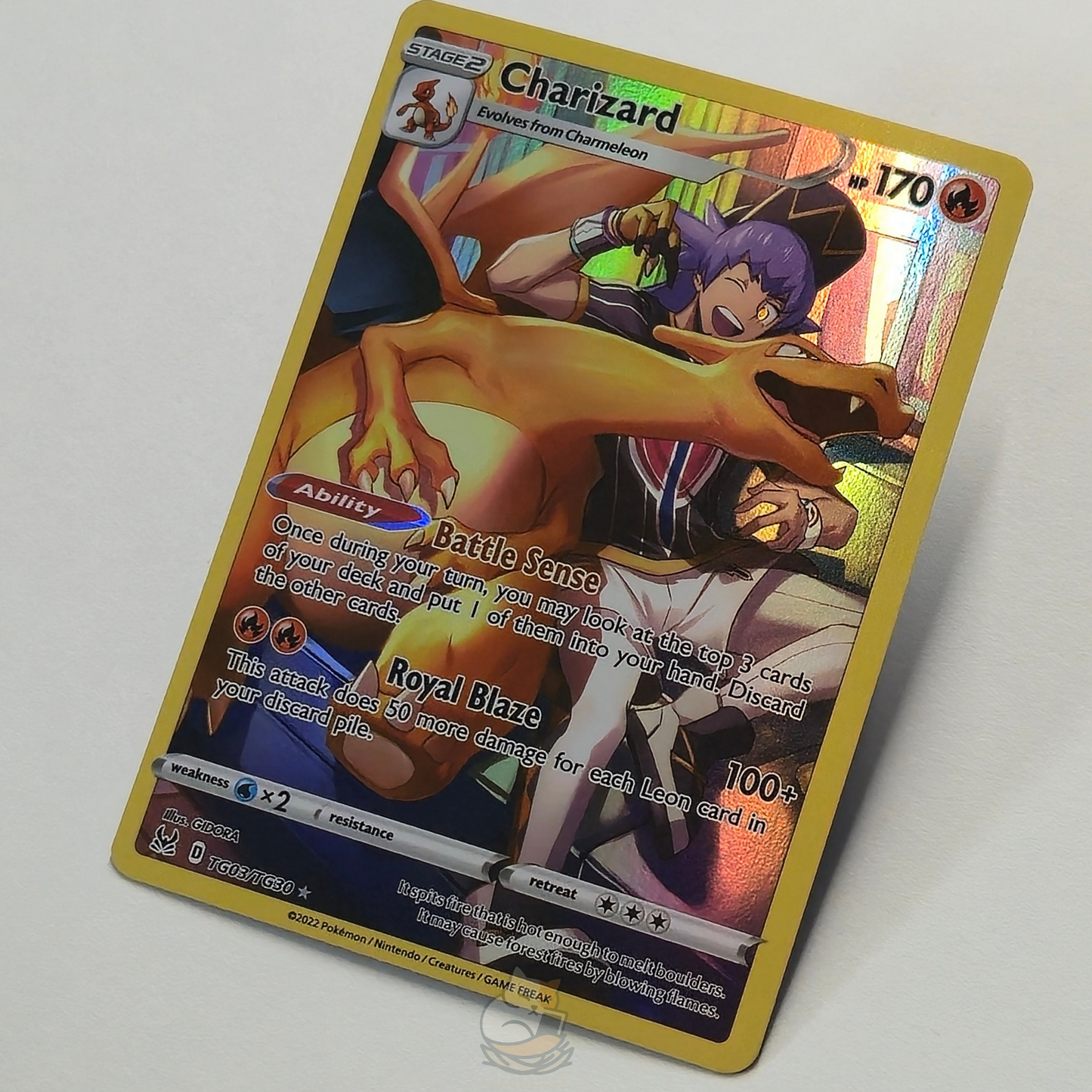Charizard Trainer Gallery Rare Full Art Pokémon card – card #TG03/TG30. High-quality photo from CardNest.