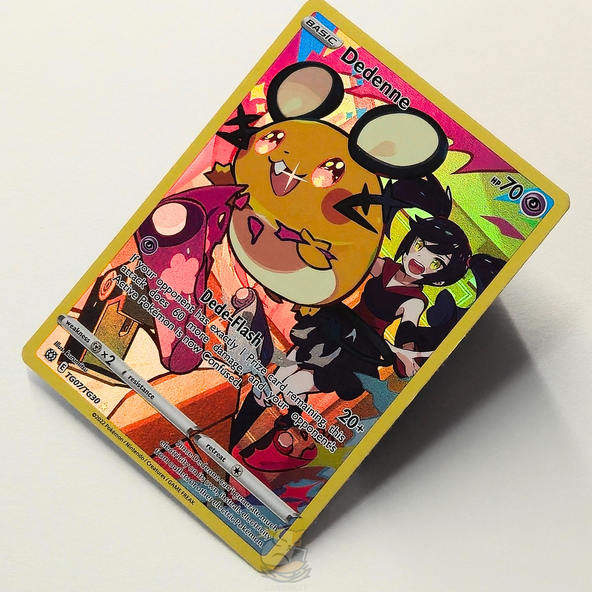 Dedenne Trainer Gallery rare Full Art Pokémon card – card #TG07/TG30. High-quality photo from CardNest.