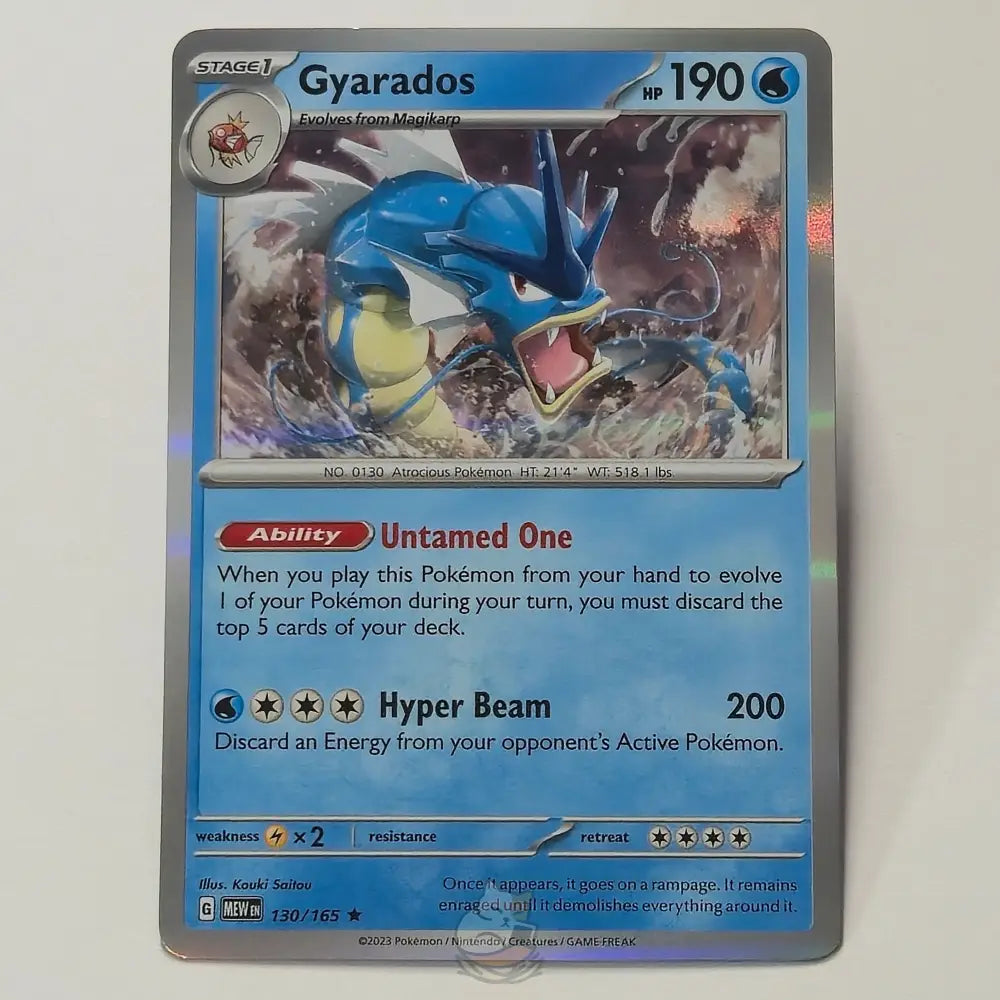 Gyarados Holo Pokémon card – card #130/165. High-quality photo from CardNest.