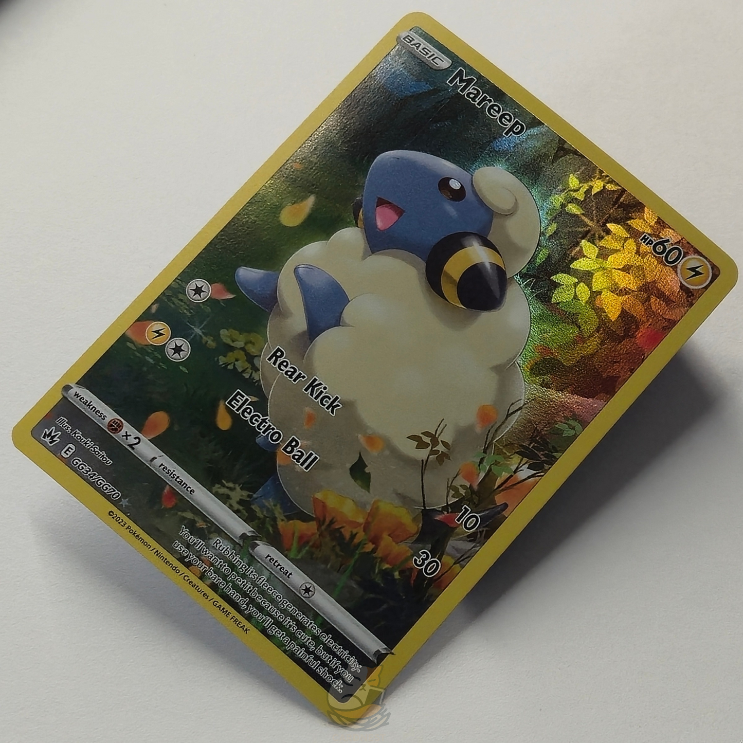 Mareep Galarian Gallery Art Rare Holo Pokémon card – card #GG34/GG70. High-quality photo from CardNest. 