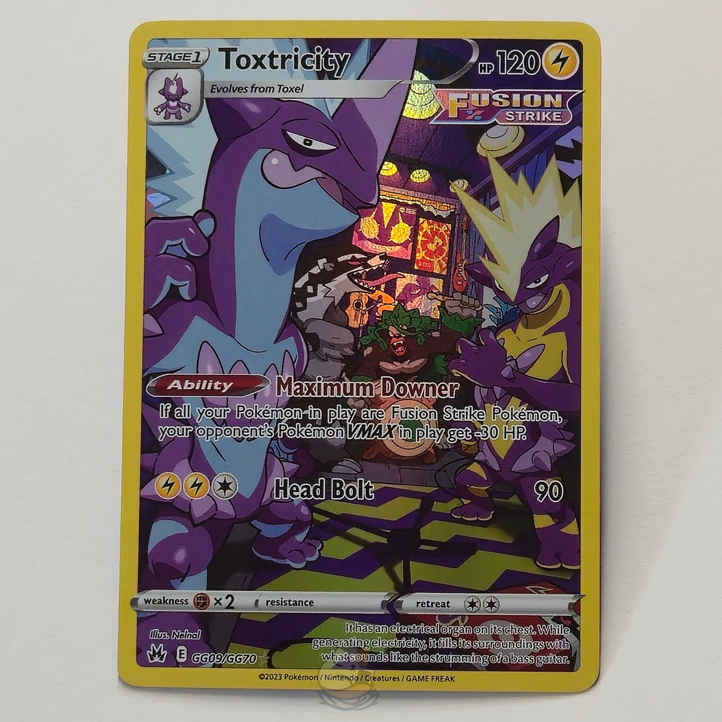 Toxtricity Galarian Gallery Art Rare Holo Pokémon card – card #GG09/GG70. High-quality photo from CardNest.