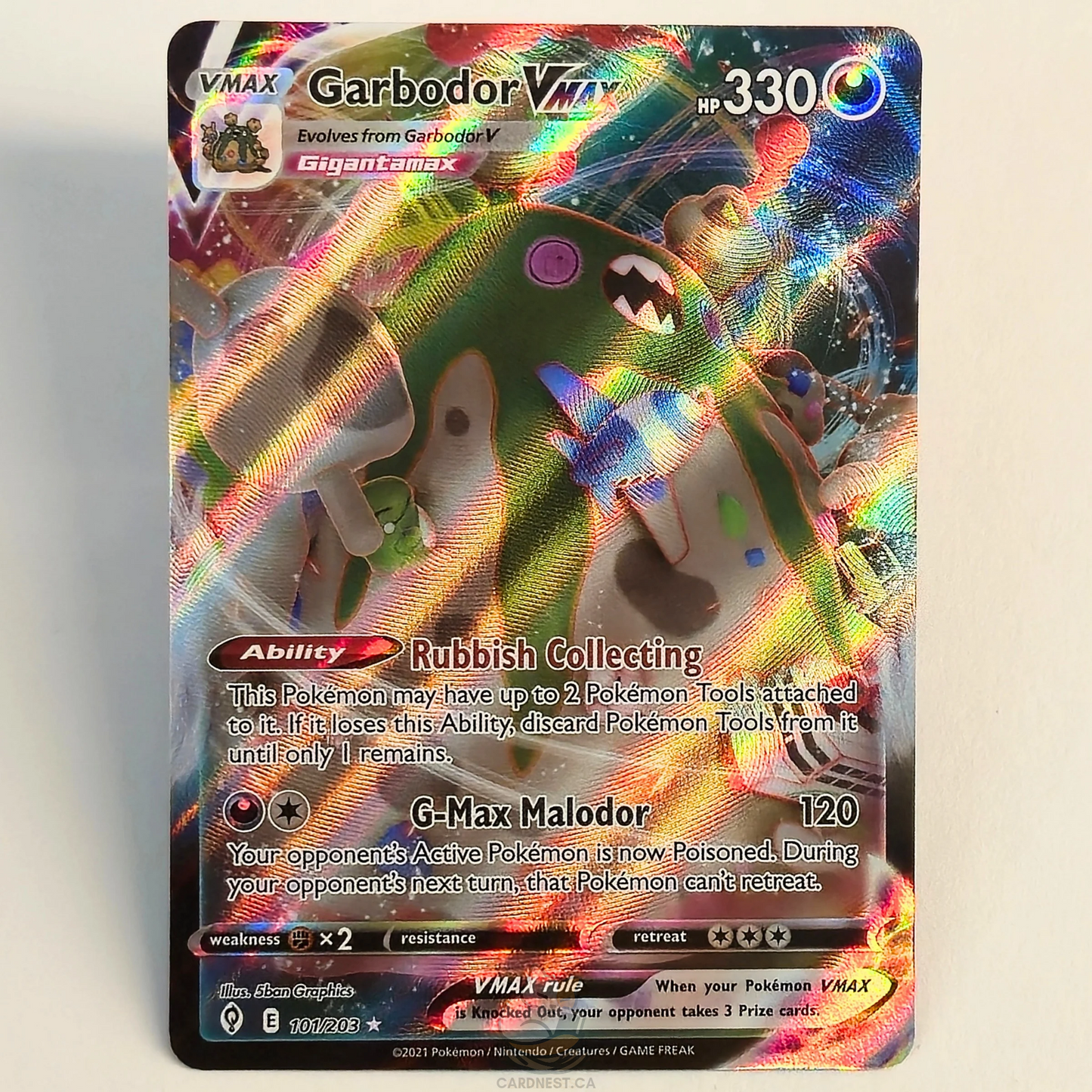 Garbodor Vmax 101/203 Full Art Ultra Rare – Evolving Skies – Near Mint – English