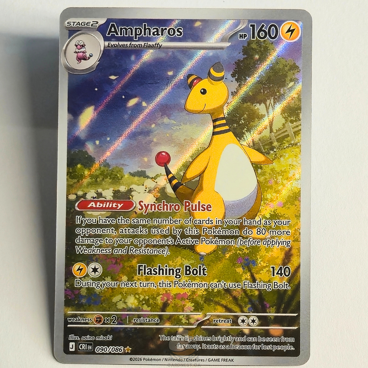 Ampharos 090/086 Full Art Illustration Rare – Chaos Rising – Near Mint – English