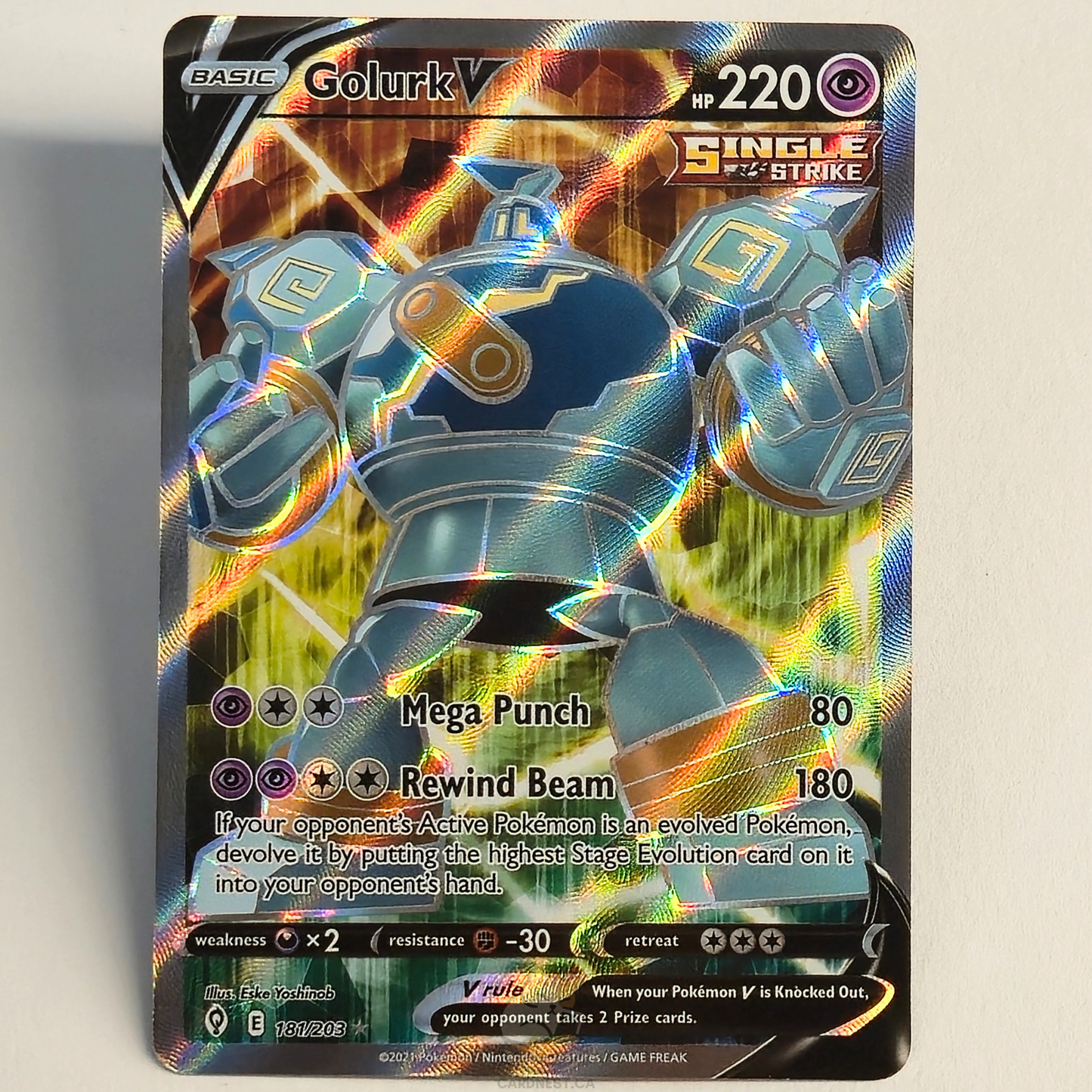 Golurk V 181/203 Full Art Ultra Rare – Evolving Skies – Near Mint – English