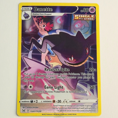 Banette TG07/TG30 Trainer Gallery Ultra Rare – Lost Origin – Near Mint – English