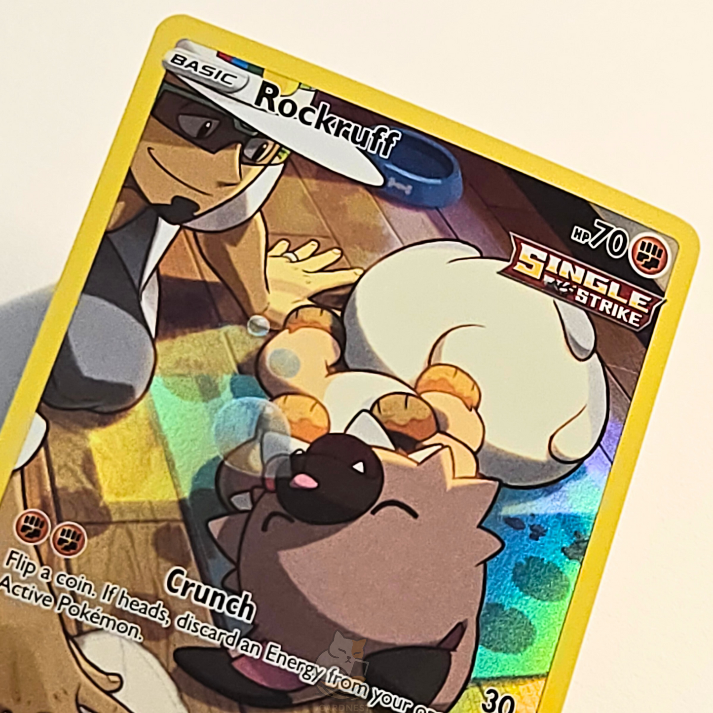 Rockruff TG07/TG30 Trainer Gallery Full Art Ultra Rare Pokémon card from Silver Tempest Trainer Gallery – Near Mint condition – close-up detail
