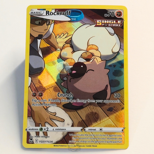 Rockruff TG07/TG30 Trainer Gallery Full Art Ultra Rare Pokémon card from Silver Tempest Trainer Gallery – Near Mint condition