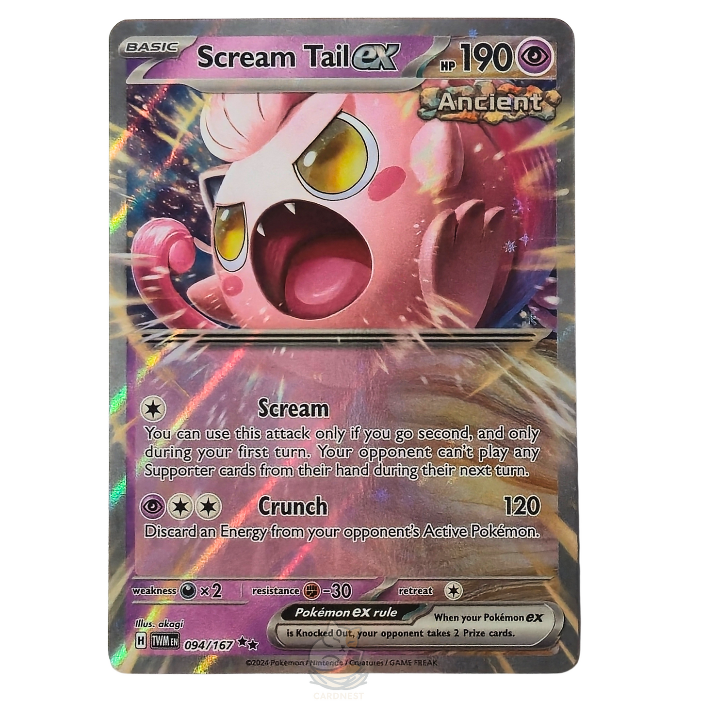 Scream Tail 094/167 Holo Rare Ex Double Rare Pokémon card from Twilight Masquerade – Near Mint condition