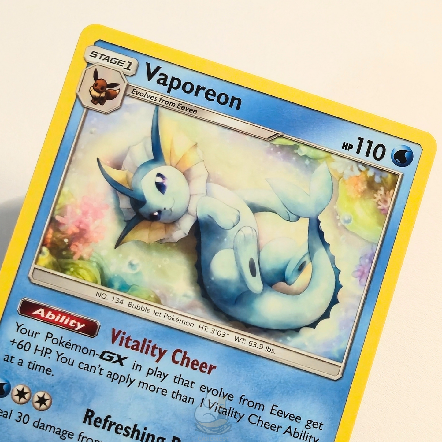 Vaporeon 42/236 Pokémon card from Cosmic Eclipse – Near Mint condition – close-up detail