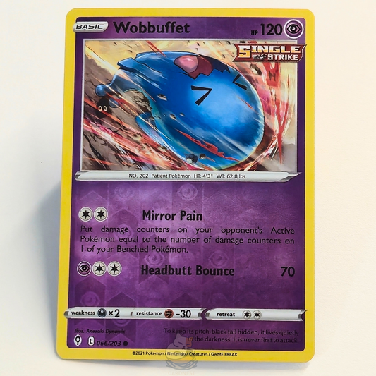 Wobbuffet 066/203 Reverse Holo Pokémon card from Evolving Skies – Near Mint condition